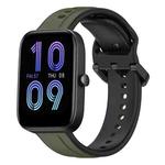 For Amazfit Bip 3 20mm Convex Loop Two-Color Silicone Watch Band(Dark Green+Black)