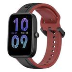 For Amazfit Bip 3 20mm Convex Loop Two-Color Silicone Watch Band(Black+Red)