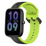 For Amazfit Bip 3 20mm Convex Loop Two-Color Silicone Watch Band(Black+Lime)