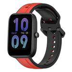 For Amazfit Bip 3 20mm Convex Loop Two-Color Silicone Watch Band(Red+Black)
