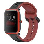 For Amazfit Bip 1S 20mm Convex Loop Two-Color Silicone Watch Band(Black+Red)