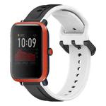 For Amazfit Bip 1S 20mm Convex Loop Two-Color Silicone Watch Band(Black+White)
