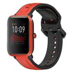 For Amazfit Bip 1S 20mm Convex Loop Two-Color Silicone Watch Band(Red+Black)