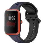 For Amazfit Bip 1S 20mm Convex Loop Two-Color Silicone Watch Band(Midnight Blue + Black)