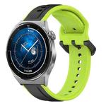 For Huawei Watch GT3 Pro 43mm 20mm Convex Loop Two-Color Silicone Watch Band(Black+Lime)
