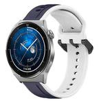 For Huawei Watch GT3 Pro 43mm 20mm Convex Loop Two-Color Silicone Watch Band(Midnight Blue+White)