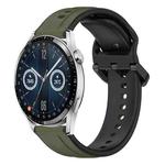 For Huawei Watch GT3 42mm 20mm Convex Loop Two-Color Silicone Watch Band(Dark Green+Black)