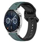 For Huawei Watch GT3 42mm 20mm Convex Loop Two-Color Silicone Watch Band(Olive Green + Black)