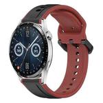 For Huawei Watch GT3 42mm 20mm Convex Loop Two-Color Silicone Watch Band(Black+Red)