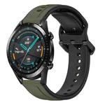 For Huawei Watch GT2 42mm 20mm Convex Loop Two-Color Silicone Watch Band(Dark Green+Black)