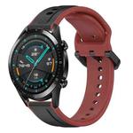 For Huawei Watch GT2 42mm 20mm Convex Loop Two-Color Silicone Watch Band(Black+Red)