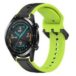 For Huawei Watch GT2 42mm 20mm Convex Loop Two-Color Silicone Watch Band(Black+Lime)