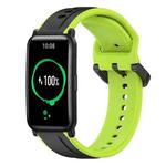 For Honor Watch ES 20mm Convex Loop Two-Color Silicone Watch Band(Black+Lime)