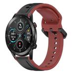 For Honor MagicWatch2 42mm 20mm Convex Loop Two-Color Silicone Watch Band(Black+Red)