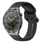 For Huawei Watch GT3 SE 22mm Convex Loop Two-Color Silicone Watch Band(Midnight Blue+Black)
