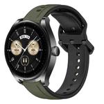 For Huawei Watch Buds 22mm Convex Loop Two-Color Silicone Watch Band(Dark Green+Black)