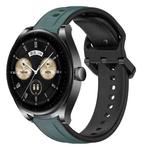 For Huawei Watch Buds 22mm Convex Loop Two-Color Silicone Watch Band(Olive Green + Black)