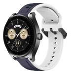 For Huawei Watch Buds 22mm Convex Loop Two-Color Silicone Watch Band(Midnight Blue+White)