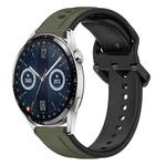 For Huawei Watch GT3 46mm 22mm Convex Loop Two-Color Silicone Watch Band(Dark Green+Black)