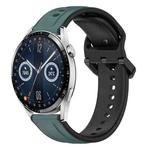For Huawei Watch GT3 46mm 22mm Convex Loop Two-Color Silicone Watch Band(Olive Green + Black)