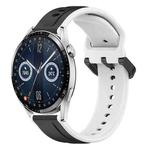 For Huawei Watch GT3 46mm 22mm Convex Loop Two-Color Silicone Watch Band(Black+White)