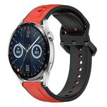 For Huawei Watch GT3 46mm 22mm Convex Loop Two-Color Silicone Watch Band(Red+Black)