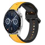 For Huawei Watch GT3 46mm 22mm Convex Loop Two-Color Silicone Watch Band(Yellow+Black)