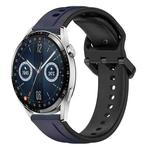 For Huawei Watch GT3 46mm 22mm Convex Loop Two-Color Silicone Watch Band(Midnight Blue+Black)