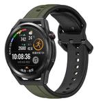 For Huawei Watch GT Runner 22mm Convex Loop Two-Color Silicone Watch Band(Dark Green+Black)