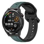 For Huawei Watch GT Runner 22mm Convex Loop Two-Color Silicone Watch Band(Olive Green + Black)