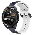 For Huawei Watch GT Runner 22mm Convex Loop Two-Color Silicone Watch Band(Midnight Blue+White)