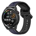 For Huawei Watch GT Runner 22mm Convex Loop Two-Color Silicone Watch Band(Midnight Blue+Black)