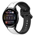 For Huawei Watch 3 22mm Convex Loop Two-Color Silicone Watch Band(White+Black)