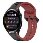 For Huawei Watch 3 22mm Convex Loop Two-Color Silicone Watch Band(Black+Red)