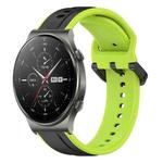 For Huawei GT2 Pro 22mm Convex Loop Two-Color Silicone Watch Band(Black+Lime)