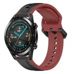 For Huawei GT2 46mm 22mm Convex Loop Two-Color Silicone Watch Band(Black+Red)