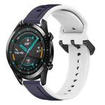 For Huawei GT2 46mm 22mm Convex Loop Two-Color Silicone Watch Band(Midnight Blue+White)