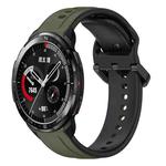 For Honor Watch GS Pro 22mm Convex Loop Two-Color Silicone Watch Band(Dark Green+Black)