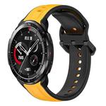 For Honor Watch GS Pro 22mm Convex Loop Two-Color Silicone Watch Band(Yellow+Black)