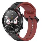 For Honor Watch Dream 22mm Convex Loop Two-Color Silicone Watch Band(Black+Red)