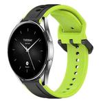 For Xiaomi Watch S2 42mm 22mm Convex Loop Two-Color Silicone Watch Band(Black+Lime)