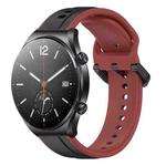 For Xiaomi MI Watch S1 22mm Convex Loop Two-Color Silicone Watch Band(Black+Red)