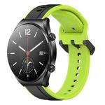 For Xiaomi MI Watch S1 22mm Convex Loop Two-Color Silicone Watch Band(Black+Lime)