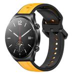 For Xiaomi MI Watch S1 22mm Convex Loop Two-Color Silicone Watch Band(Yellow+Black)