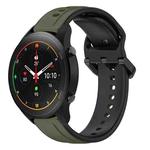 For Xiaomi MI Watch S1 Pro 22mm Convex Loop Two-Color Silicone Watch Band(Dark Green+Black)