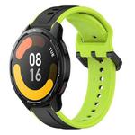 For Xiaomi Watch S1 Active 22mm Convex Loop Two-Color Silicone Watch Band(Black+Lime)