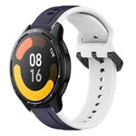 For Xiaomi Watch S1 Active 22mm Convex Loop Two-Color Silicone Watch Band(Midnight Blue+White)