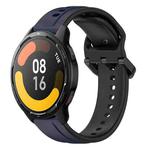 For Xiaomi Watch S1 Active 22mm Convex Loop Two-Color Silicone Watch Band(Midnight Blue+Black)
