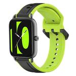 For  Xiaomi Haylou RS4 LS12 22mm Convex Loop Two-Color Silicone Watch Band(Black+Lime)