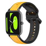 For  Xiaomi Haylou RS4 LS12 22mm Convex Loop Two-Color Silicone Watch Band(Yellow+Black)